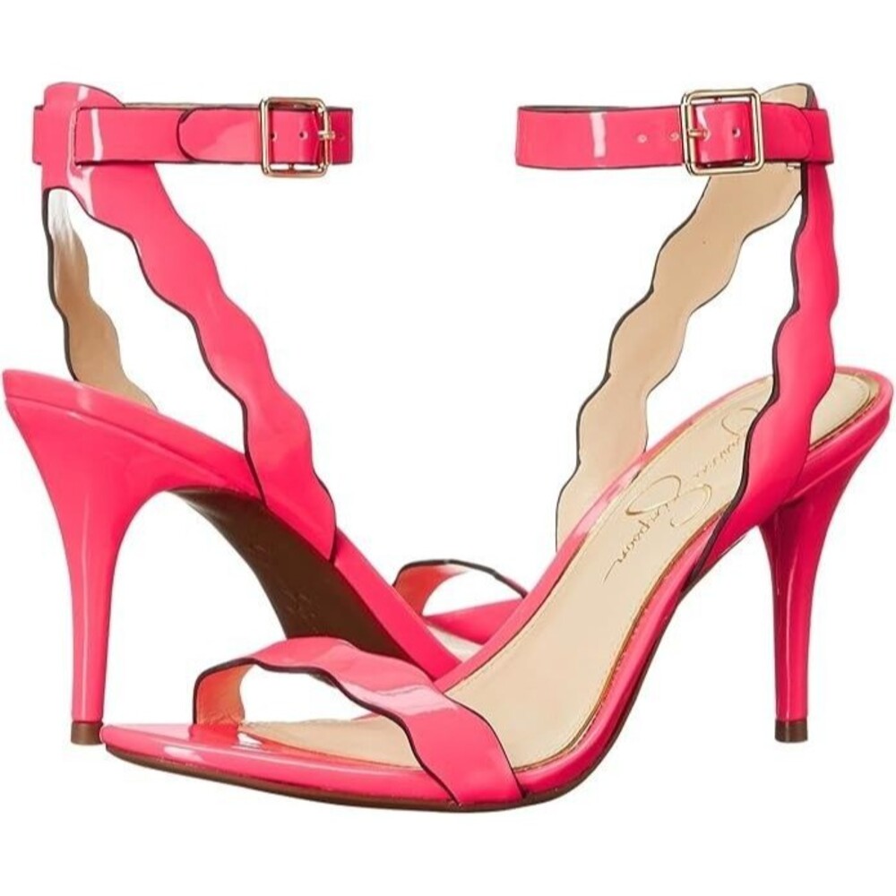 Jessica Simpson Hot Pink Scalloped Ankle Strap Heels